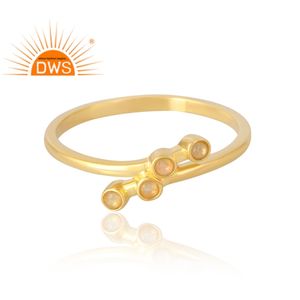Latest Selling <b>925</b> Sterling <b>Silver</b> 18K Gold Plated Natural Ethiopian Opal Gemstone <b>Ring</b> Demi Fine Jewelry Manufacturer - Product Image 3