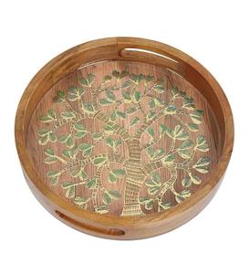 Plateau de service en bois émaillé pour la maison, plateau de service alimentaire en bois - Product Image 1