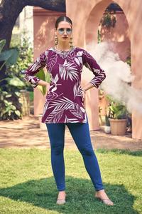 Las mujeres usan Kurtis cortos de rayón pesado con fabricación india y precio al por mayor Ropa tradicional y parte superior - Product Image 6