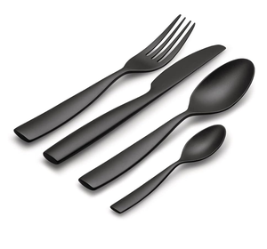 ชุดช้อนส้อมสแตนเลสเกรดอาหาร6ชิ้นช้อนเหล็กเคลือบเงาสีดำด้าน - Product Image 4