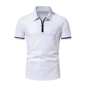 Polo rosa con cremallera de cuarto para hombre, jersey de manga corta de algodón 100%, polos de talla grande, ropa informal cómoda de verano - Product Image 4