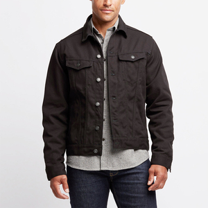 Veste en toile pour homme la plus vendue, couleur noire, manches longues, respirante, quatre poches, style hiver, logo sur le devant - Product Image 3