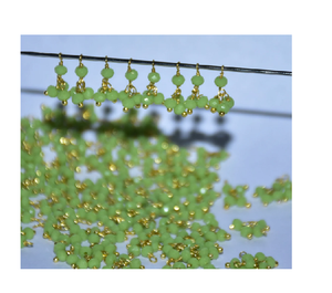 Hermosas cuentas envueltas en alambre facetado de peridoto chapadas en Oro 1 + 3. Collar de cuentas colgantes de piedras preciosas para hacer joyas - Product Image 1