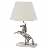 Lampe de table cheval nickelée maison hôtel chambre Table de chevet lampe décorative éclairage intérieur décoration lampe à LED avec abat-jour