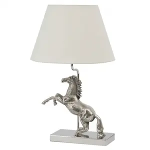 Nickel Plated Horse Table Lamp Home Hotel Quarto Mesa de Cabeceira Lâmpada Decorativa Iluminação Interior Decoração Lâmpada LED com Sombra