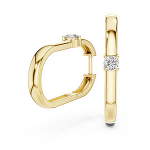 Pendientes de Oro Amarillo de 14K con Diamantes Redondos Cultivados en Laboratorio, Joyería Minimalista para Mujer, Uso Diario, Elegante y de Lujo Certificado - Product Image 3