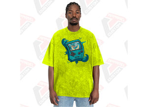 T-shirt élégant délavé à l'acide pour homme Design tendance confortable avec appliques écologiques pour l'été en velours côtelé batik denim - Product Image 4