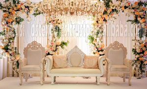 Chaises de trône de mariage élégantes en argent Chaise de trône en or Walima pakistanaise Meubles de style Bollywood indien France Exportations DST UK - Product Image 6