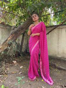 Top vente haute qualité indien Saree dernière conception Georgette tissu lourd broderie travail confortable élégant mariages fêtes - Product Image 4