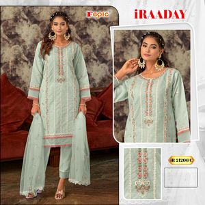 Nouveau concepteur traditionnel coton broderie travail robe indien pakistanais Salwar Kameez costume coupe droite robe Style Lehenga robe - Product Image 2