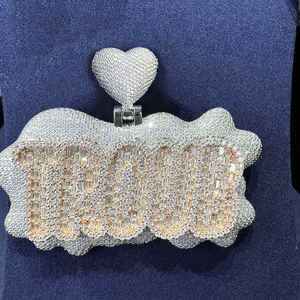 Iced Out Pendant VVS Moissanite Round & Baguette Cut Diamond <b>Letter</b> Jewelry Pendant For Men's 925 Sterling Silver - Product Image 5