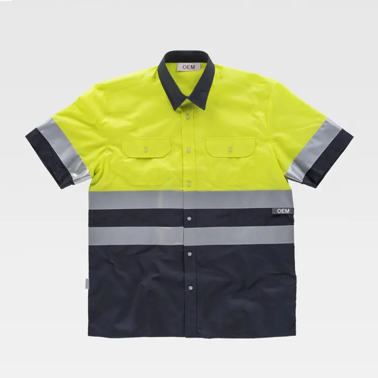 工場卸売業者プライベートラベルポロ工業用ユニフォーム防風安全スーツプロ半袖メンズワークシャツ