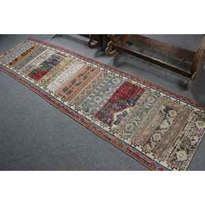 Turkish 2.5x9.4 ft Rug, Vintage <b>Runner</b> Rug, <b>Red</b> Animal Print Rug - Product Image 4