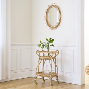 Chariot de bar en rotin de style vintage à vendre en gros, forme ronde, meubles durables pour hôtel, complexe hôtelier, bar, achat en gros - Product Image 2