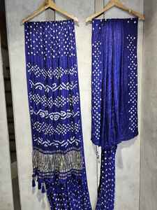 Lo último en seda Gajji con estampado de bloque de mano Fancy Jari Chex Pallu Heavy Saree Trendy Lagdi Style Pure Gajji Silk Saree - Product Image 3