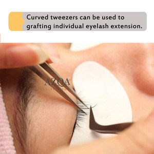 Pinzas para Extensión de Pestañas de Acero Inoxidable Chapadas en Oro con Punta Semi Curva, Herramienta Profesional para Pestañas para Uso en Salón - Product Image 6