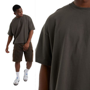 T-shirt court surdimensionné personnalisé de haute qualité pour hommes Streetwear en coton épais noir avec style Boxy fabriqué par Boxy - Product Image 6