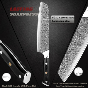 Venta al por mayor personalizado de alta calidad OEM ODM servicio Damasco cuchillo de Chef japonés Super acero cuchillo de cocina mango negro cuchillo afilado - Product Image 3