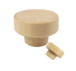 Tiradores de cajón de muebles de tocador de armario de madera Natural sin terminar redondos pomo de armario de madera a la venta - Product Image 3