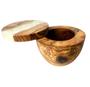 Bol à sel et poivre en bois Cave à sel avec couvercle en bois et cuillère Convient pour la cuisine - Product Image 2