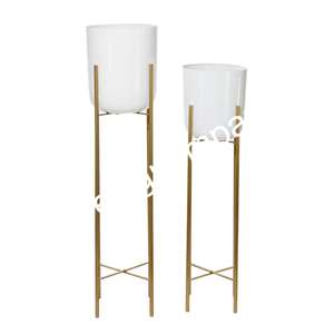Juego de macetas de Interior de Nuevo estilo, macetas de alta calidad con revestimiento blanco con soporte dorado, maceta decorativa elegante en oferta especial - Product Image 2