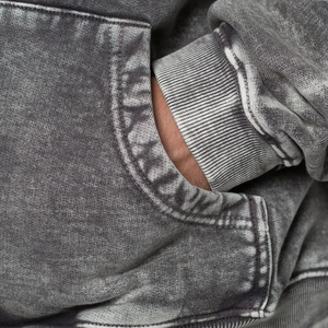 Sweat à capuche vintage délavé à l'acide 100% coton molletonné pour homme, écologique, épais, respirant, style streetwear, hiver, OEM, 2 pièces - Product Image 6