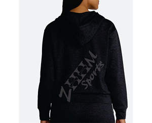 Black Full Zip Winter Sports Hoodie 100% Cotton Casual Solid Fleece Custom Logo Activewear <b>Jacket</b> - Product Image 3