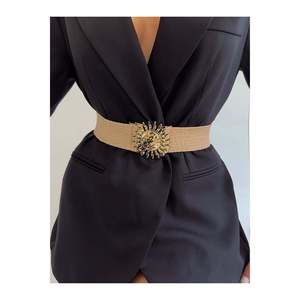 Ceinture élastique tressée pour femme Sun Buckle, ceinture pour veste, ceinture pour chemise, ceinture pour robe - Wicker - Product Image 5