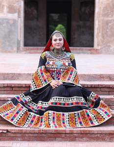 WS International Women's Afghani Kuchi <b>Dress</b> Super Quality Solid Color Embroidered Eid Quality Long Sleeve Simple Fashion - Product Image 6