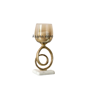 Porte-bougie votif de Noël en métal décoratif de luxe, design feuille, écologique, plaqué or, utilisation sur table - Product Image 4