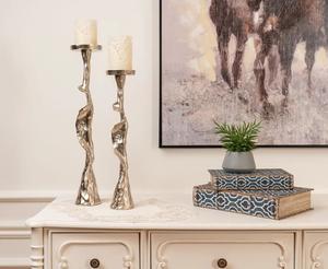 Atractivo candelero niquelado Pilar para decoración del hogar Equipo de iluminación navideña Portavelas de aluminio - Product Image 4