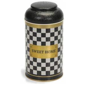 Boîte en métal ronde de 90mm avec couvercle en forme de dôme, damier, capacité de 0,9 L pour les organisateurs de bijoux, hauteur de 150mm - Product Image 1