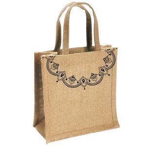 Toile de jute marron sac à main sac de marché durable doué mini fourre-tout Gunny Jute sac pour le blé pour le mariage - Product Image 1