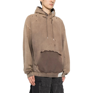 Sweat à capuche pull-over surdimensionné en coton biologique 100% pour hommes Logo personnalisé OEM brodé poids lourd de haute qualité - Product Image 6