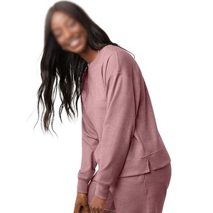 Usine en gros femmes sweat coton léger respirant goutte épaule Streetwear pulls décontractés Logo personnalisé - Product Image 4