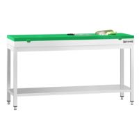Table de travail professionnelle en acier inoxydable PREMIUM - 1800x700mm - avec étagère inférieure - avec renforts croisés - avec planche à découper verte