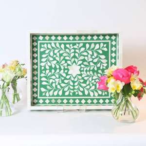 Bone Inlay <b>Tray</b> With Handle Table Top Coffee Tea Cold <b>Drink</b> Serving <b>Tray</b> Handmade Hotel Restaurant Serving <b>Tray</b> - Product Image 5