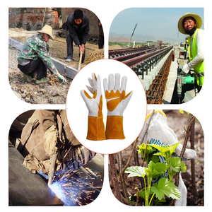 Vente en gros Logo personnalisé Gants de travail Mig en cuir de vache pour hommes Gants de soudage TIG de sécurité de haute qualité certifiés CE avec doublure en coton - Product Image 4