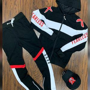 Haute qualité lourd 100% coton unisexe hiver coupe-vent voiture course survêtement ensemble court graphique personnalisé sérigraphie - Product Image 1