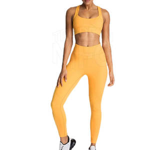 Top Premium Quality Custom Logo <b>Women's</b> Active Wear Yoga <b>Leggings</b> Tops Fitness Set Breathable Solid <b>Pattern</b> Plus Size for Sale - Product Image 1