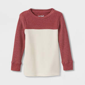 Maglietta a Maniche Lunghe in Cotone 100% Waffle per Bambini, Collo Tondo, Colore Bordeaux - Taglia 2T, Cat & Jack - Product Image 1