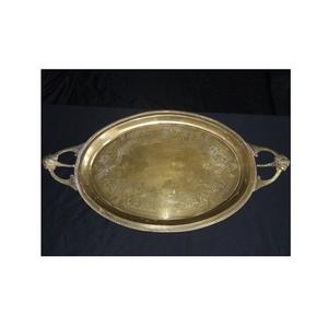 Plateau décoratif personnalisé en acier inoxydable plaqué argent pour petit déjeuner plateau de service en métal sans poignées - Product Image 2