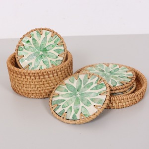 Table Settings Rattan MOP coaster <b>Set</b> for <b>Mugs</b> Natural Coasters OEM ODM Custom Packaging & Private Brand Accepted - Product Image 2