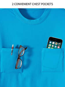 T-shirts surdimensionnés en coton biologique pour hommes, impression sérigraphique, double poche, taille plus, travail personnalisé - Product Image 2