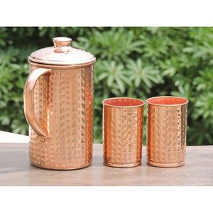 Pichet en cuivre pur Best in Class avec poignée ergonomique Entretien facile et hygiène maximale pour le stockage de l'eau pour les fêtes - Product Image 3