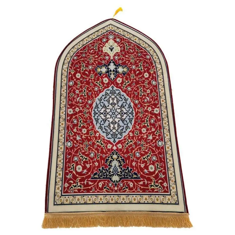 PM43 Wholesale Hajj Muslim Mecca Thickened flannel fringed adult worship mat prayer mat factory direct supply Prayer Mat