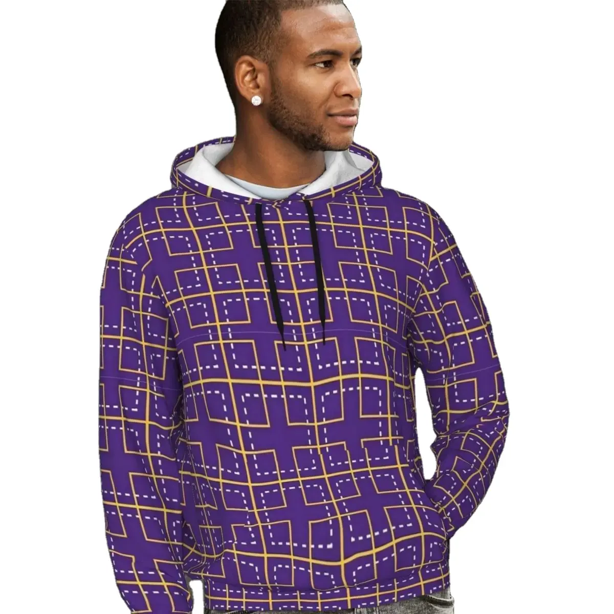 Graphic printed hoodies 3D Hoodie Yellow Blue Stitching Design Geometric Tiger Print Predators Cool Outdoor Sweatshirt