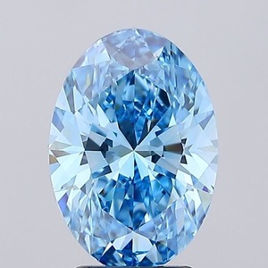 เพชรรูปวงรีสำหรับปลูกในห้องปฏิบัติการ3.07ct VVS1สีฟ้าสดใสแบบแฟนซี - Product Image 3