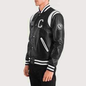 Chaqueta Universitaria Vintage Liberte California, Piel de Oveja Negra, Talla XS, Impermeable, Bordada, Estilo Otoñal - Product Image 2