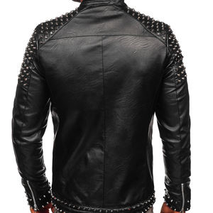 แจ็กเก็ตสีดำ varsiti สำหรับผู้ชายแจ็คเก็ตหนังแขนหนังสไตล์เลตเทอร์แมน - Product Image 2